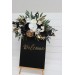 Flower Arch Arrangement in Black, Gold & White | Faux Floral Archway for Wedding
