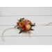 Wedding Boutonnieres & Wrist Corsage in Cinnamon, Rust & Orange | Faux Flower Accessories