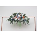 Flower Arch Arrangement in White, Terracotta & Dusty Blue | Faux Floral Archway for Wedding