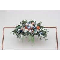  Flower arch arrangement in white terracotta dusty blue colors.  Arbor flowers. Floral archway. Faux flowers for wedding arch. 5227