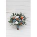 Spring & Summer Wedding Bouquets in White, Terracotta & Dusty Blue | Faux Bridal & Bridesmaid Cascading Bouquets