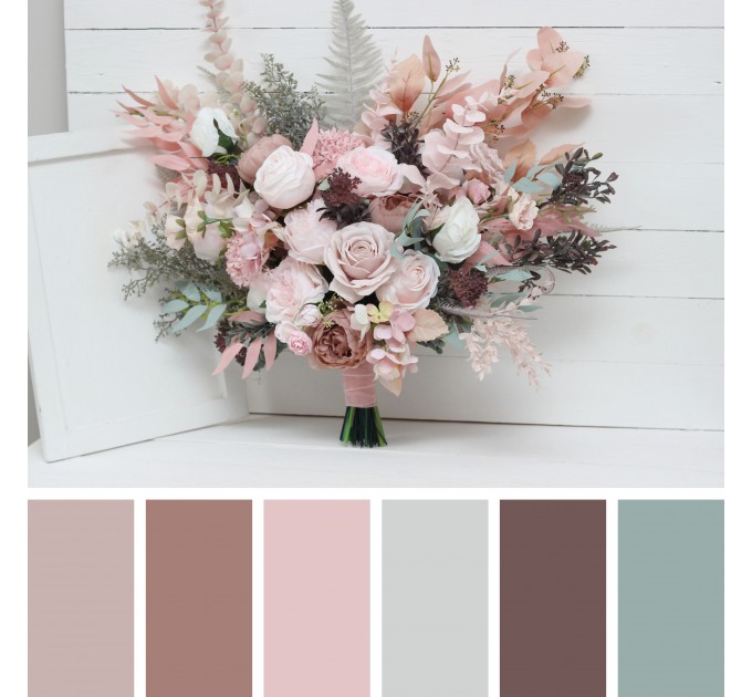 Wedding Bouquets in Beige & Blush Pink | Faux Bridal & Bridesmaid Bouquets