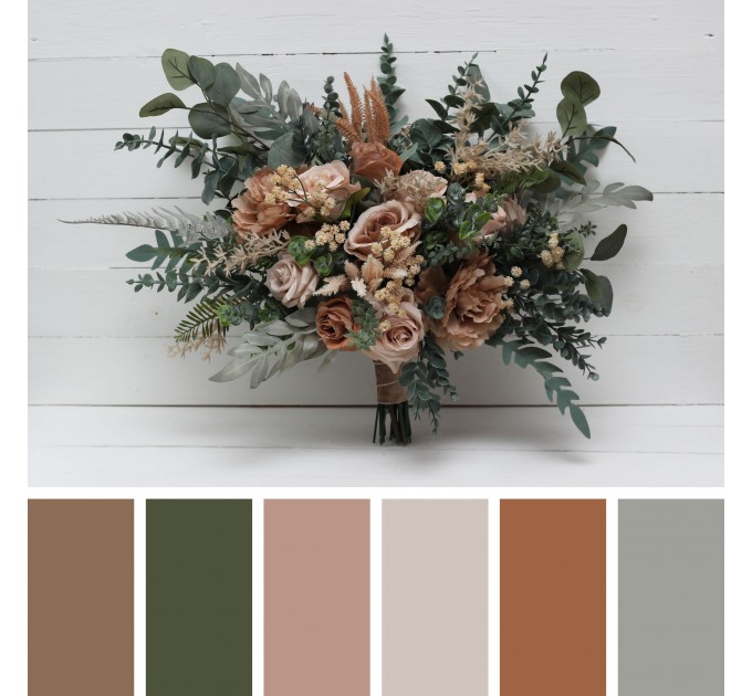 Wedding Bouquets in Beige & Brown | Faux Bridal & Bridesmaid Bouquets