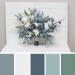 Wedding Bouquets in Dusty Blue & White | Cascading Bridal & Bridesmaid Faux Bouquets