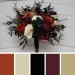 Halloween wedding bouquets in purple black rust gold colors. Bridal bouquet. Cascading bouquet. Faux bouquet. Bridesmaid bouquet.Gothic black wedding bouquet. 5014