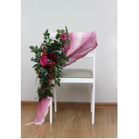 Aisle flowers in jewel-tone scheme. Chair flowers. Sign flowers. Wedding flowers. Flowers for wedding decor. 5187