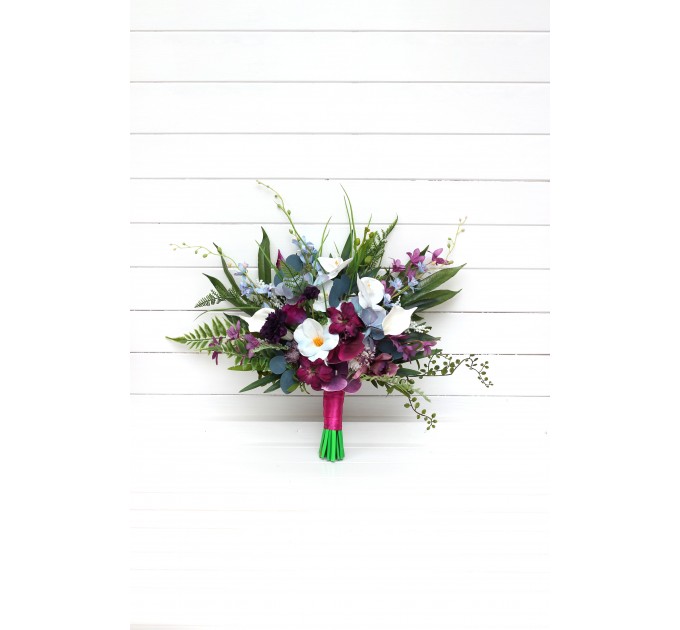 Wedding Bouquets in White, Blue, Magenta & Purple | Exotic Bridal & Bridesmaid Faux Bouquets