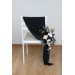 Aisle flowers in black gold white scheme. Chair flowers. Sign flowers. Wedding flowers. Flowers for wedding decor. 5065