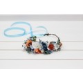 White terracotta dusty blue flower crown. Hair wreath. Flower girl crown. Wedding flowers. 5227