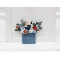 Pocket Boutonniere in White, Terracotta & Dusty Blue | Square Flower Accessories