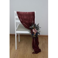 Aisle flowers in burgundy navy blue dusty rose gold scheme. Chair flowers. Sign flowers. Wedding flowers. Flowers for wedding decor. 5090