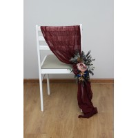 Aisle flowers in burgundy navy blue dusty rose gold scheme. Chair flowers. Sign flowers. Wedding flowers. Flowers for wedding decor. 5090