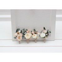  Wedding boutonnieres and wrist corsage  in  blush pink white color scheme. Flower accessories. 5199