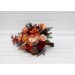 Wedding Bouquets in Burnt Orange, Red & Burgundy | Cascading Bridal & Bridesmaid Faux Bouquets