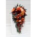 Wedding Bouquets in Burnt Orange, Red & Burgundy | Cascading Bridal & Bridesmaid Faux Bouquets