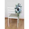 Aisle flowers in dusty blue white scheme. Chair flowers. Sign flowers. Wedding flowers. Flowers for wedding decor. 0508