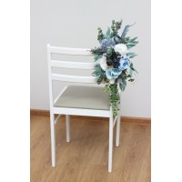 Aisle flowers in dusty blue white scheme. Chair flowers. Sign flowers. Wedding flowers. Flowers for wedding decor. 0508