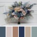Beige Dahlia & Dusty Navy Blue Wedding Bouquets | Faux Bridal & Bridesmaid Bouquets