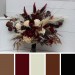 Wedding Bouquets in Burgundy, Brown & Cream | Cascading Bridal & Bridesmaid Faux Bouquets