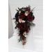 Burgundy, Black, Green, Beige, and Ivory Cascading Wedding Bouquets – Fall & Gothic Bridal Designs