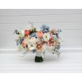 Spring & Summer Wedding Bouquets in White, Beige, Peach & Dusty Blue | Faux Bridal & Bridesmaid Daisy Bouquets