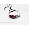 Burgundy black green beige ivory flower crown. Hair wreath. Flower girl crown. Wedding flowers. 5279