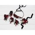 Wedding Boutonnieres & Wrist Corsage in Burgundy, Black, Green, Beige & Ivory | Faux Flower Accessories