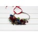 Burgundy navy blue gold flower crown. Hair wreath. Flower girl crown. Wedding flowers. 0031