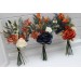 Mini bouquets for vases. Flowers for wedding decor in orange ivory rust navy blue colors. 5115