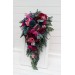 Cascading Wedding Bouquet in Jewel-Tone Colors | Emerald Green, Purple, Magenta & Teal | Faux Bridal & Bridesmaid Bouquets