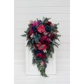Cascading Wedding Bouquet in Jewel-Tone Colors | Emerald Green, Purple, Magenta & Teal | Faux Bridal & Bridesmaid Bouquets