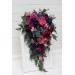 Cascading Wedding Bouquet in Jewel-Tone Colors | Emerald Green, Purple, Magenta & Teal | Faux Bridal & Bridesmaid Bouquets