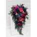 Cascading Wedding Bouquet in Jewel-Tone Colors | Emerald Green, Purple, Magenta & Teal | Faux Bridal & Bridesmaid Bouquets