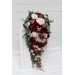 Wedding Bouquets in Burgundy & Blush Pink | Cascading Faux Bridal & Bridesmaid Bouquets