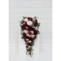 Cascading Burgundy & Blush Pink Wedding Bouquets – Faux Florals for Bride & Bridesmaids