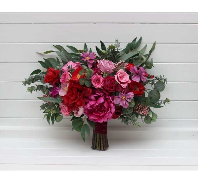 Jewel-Tone Wedding Bouquets in Magenta, Pink & Red | Faux Bridal & Bridesmaid Bouquets