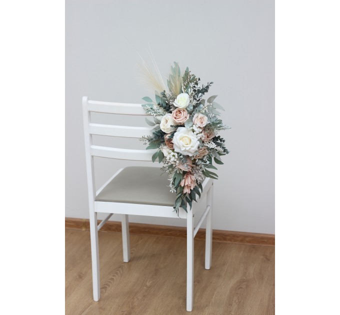 Aisle flowers in blush pink beige cream scheme. Chair flowers. Sign flowers. Wedding flowers. Flowers for wedding decor. 5132