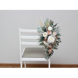 Aisle flowers in blush pink beige cream scheme. Chair flowers. Sign flowers. Wedding flowers. Flowers for wedding decor. 5132