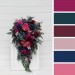 Cascading Wedding Bouquet in Jewel-Tone Colors | Emerald Green, Purple, Magenta & Teal | Faux Bridal & Bridesmaid Bouquets