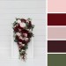 Wedding Bouquets in Burgundy & Blush Pink | Cascading Faux Bridal & Bridesmaid Bouquets