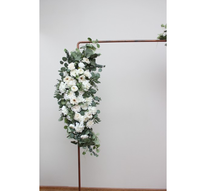 Flower Arch Arrangement in White & Green | Faux Floral Archway for Wedding