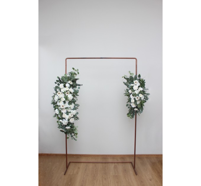 Flower Arch Arrangement in White & Green | Faux Floral Archway for Wedding