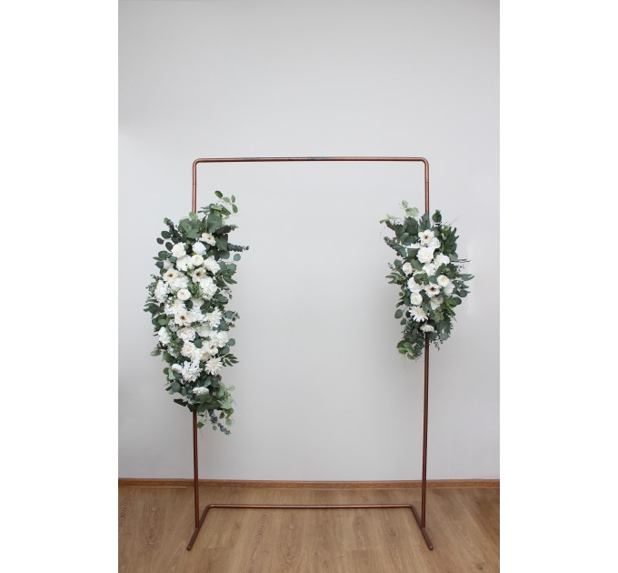 Flower Arch Arrangement in White & Green | Faux Floral Archway for Wedding
