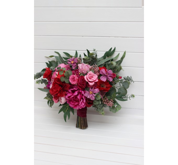 Jewel-Tone Wedding Bouquets in Magenta, Pink & Red | Faux Bridal & Bridesmaid Bouquets