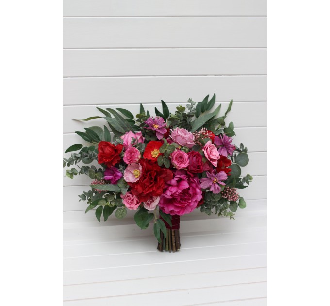 Jewel-Tone Wedding Bouquets in Magenta, Pink & Red | Faux Bridal & Bridesmaid Bouquets