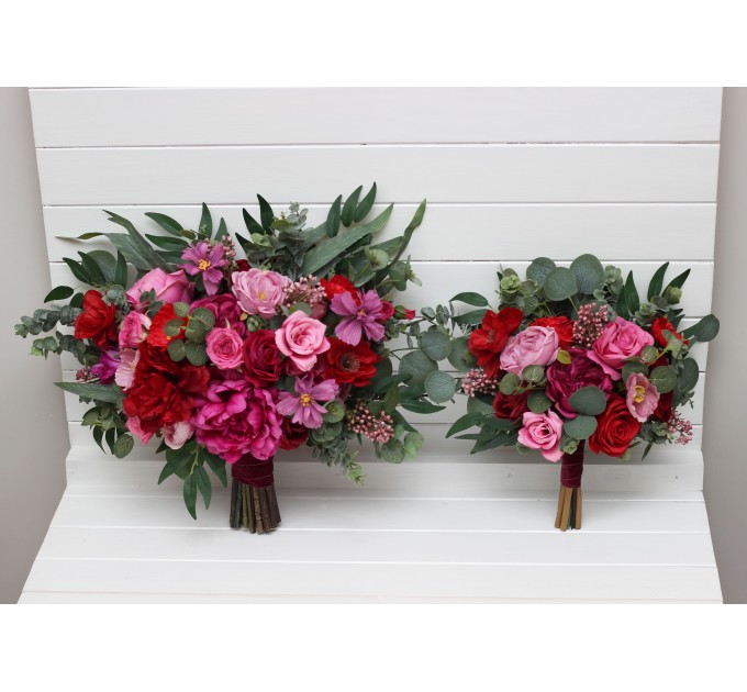 Jewel-Tone Wedding Bouquets in Magenta, Pink & Red | Faux Bridal & Bridesmaid Bouquets