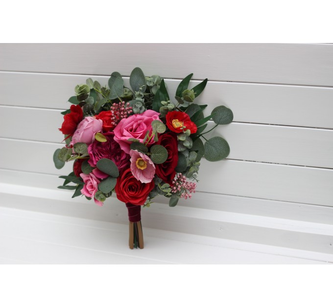 Jewel-Tone Wedding Bouquets in Magenta, Pink & Red | Faux Bridal & Bridesmaid Bouquets