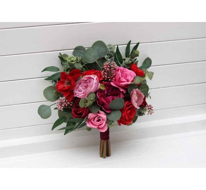 Jewel-Tone Wedding Bouquets in Magenta, Pink & Red | Faux Bridal & Bridesmaid Bouquets