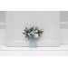 Pocket Boutonniere in White & Dusty Blue | Faux Flower Accessories