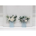 Pocket Boutonniere in White & Dusty Blue | Faux Flower Accessories